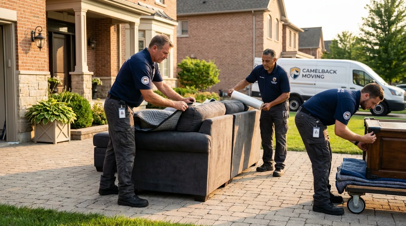 Large estate moving crew wrapping furniture in Lombard, IL