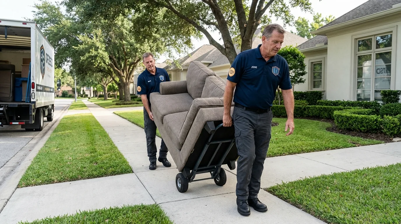 Local residential moving crew loading furniture in Lombard, IL
