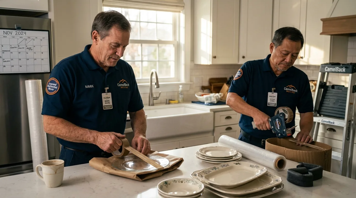Professional crew packing kitchen dishware in Lombard, IL